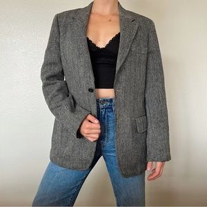 vintage 80s gray herringbone burberry blazer